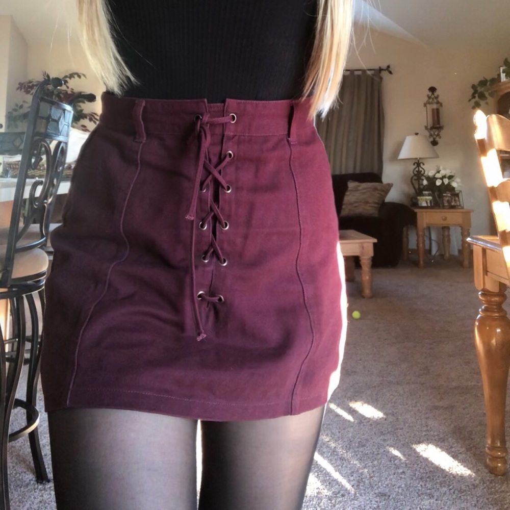 maroon skirt